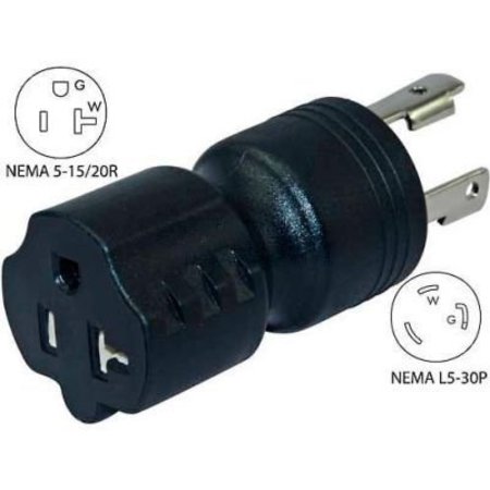 CONNTEK Conntek 30126-BK, 30 to 15/20-Amp Generator Locking Adapter with NEMA L5-30P to 5-15/20R, Black 30126-BK